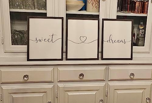 Set of 3 Framed Sweet Dreams Wall Signs 11x14 Black