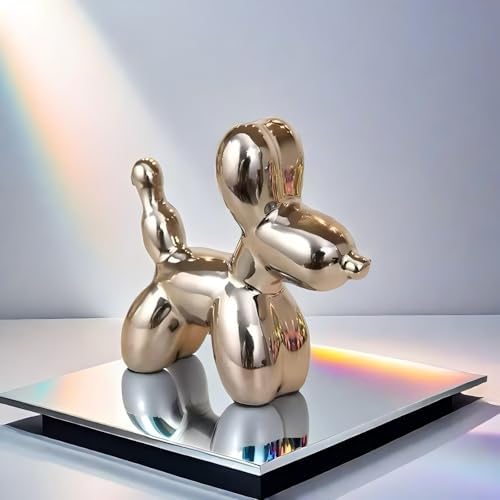 ZEYI Dec Cute Silver Balloon Dog Statue Decor