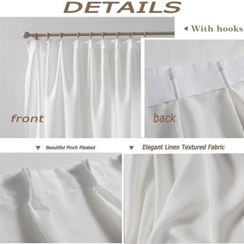 White Flax Linen Curtains 90 Inch Long