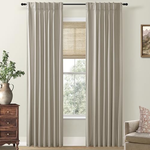 SHINELAND Pinch Pleated Soundproof Curtains 2 Panels Set