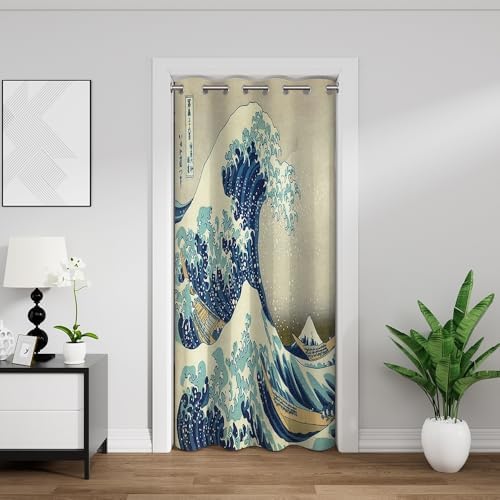 Leyiyi Japanese Door Curtain with Ukiyoe Design 34x80 Inch