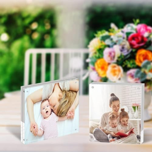 ILYXY 5 Pack 24mm Thick Frameless Acrylic Picture Frames