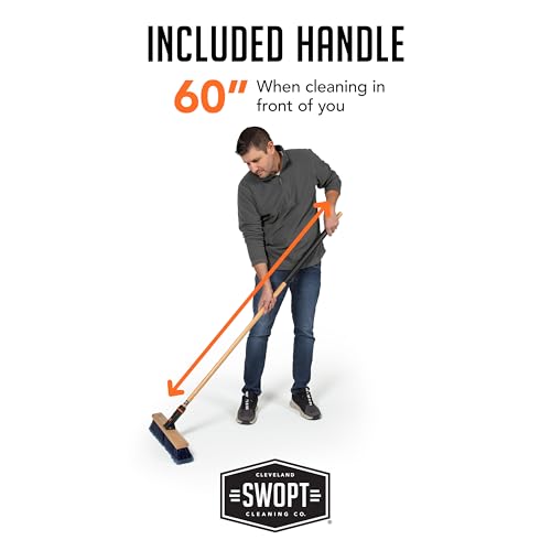 SWOPT 10 Deck Brush 24 Push Broom Combo with 60 Wooden Handle