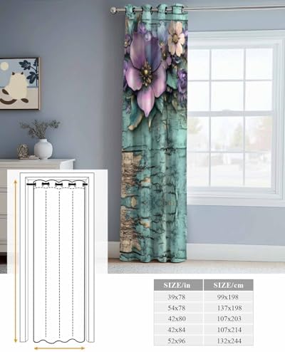 Carosoffe Purple Floral Door Curtain 52x96 Blackout Panel 1