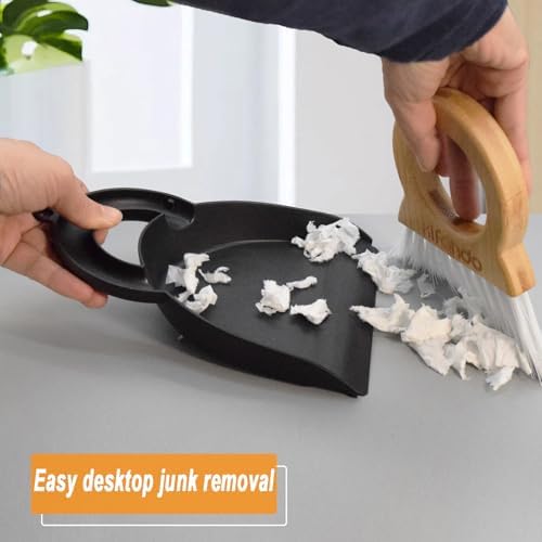 Xifando Mini Broom and Dustpan Set with Bamboo Handle