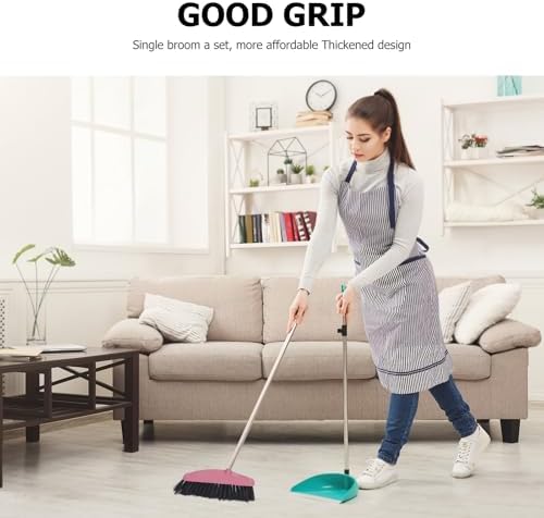 Luxshiny Broom with Metal Handle for Home Cleaning