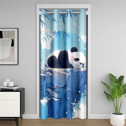 Feelyou Panda Door Curtain - 34x80 Room Darkening Privacy Decor