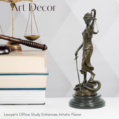 Blind Lady Justice Statue - Pure Bronze Sculpture with Marble Base