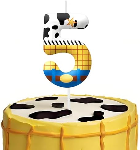 AONIART 5th Birthday Candle with Cowboy Design