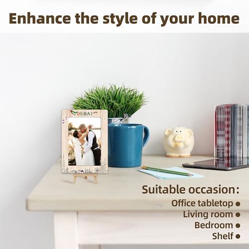 DETIHO Dubai Themed Wooden Picture Frame with Easel Stand