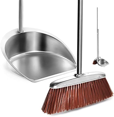 SUTINE Heavy Duty Broom and Dustpan Set with Long Handle