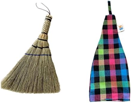 Handcrafted Small Whisk Broom - 12 Tall Sorghum Bamboo