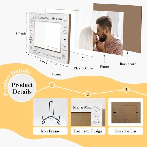 AWDSTN Wooden Photo Frame with Iron Stand for Tabletop Display