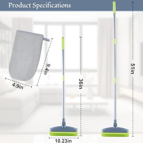 Homilifibra 180 Rotating Rubber Broom with Squeegee for Pet Hair Removal
