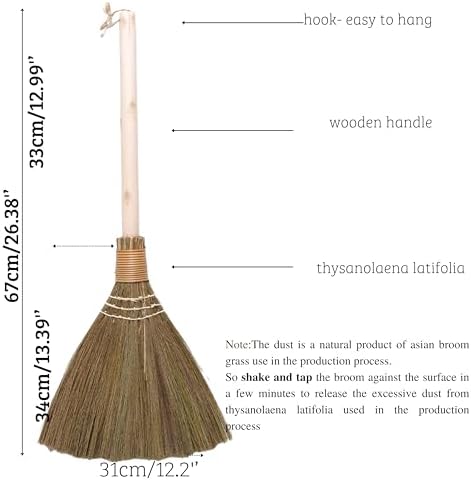 Natural Vietnamese Straw Hand Broom - 122 Wide 2638 Long