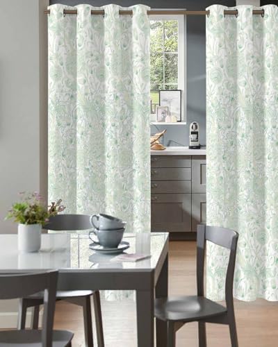Botanical Green Blackout Curtain Panels 52x96 for Privacy