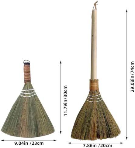 VOSAREA 2PCS Hand Woven Kitchen Broom with Wood Handle