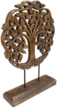 Wooden Carved Tree Table Decor Sculpture Walnut