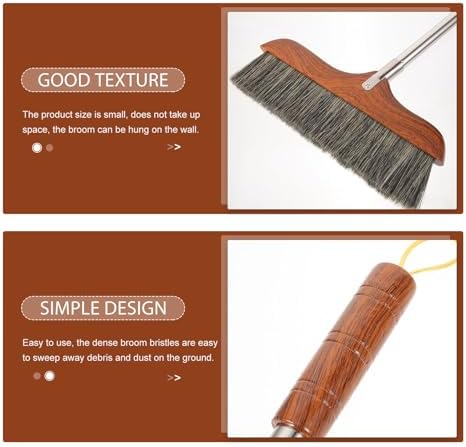 Yardwe Horse Hair Broom with Wooden Handle and Hanging Hole 1