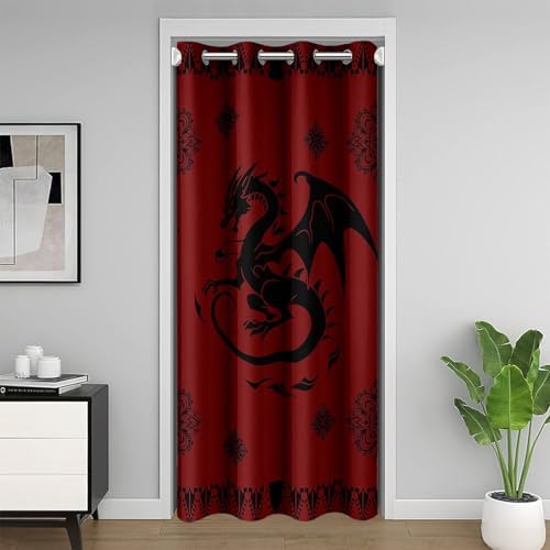 Feelyou Red Dragon Door Curtain 34x80