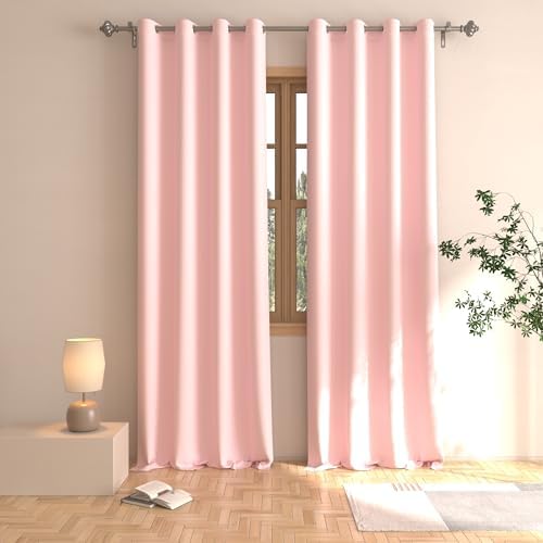 UPOPO Pink Curtains 2 Panels 52x92 Inch Blackout Drapes