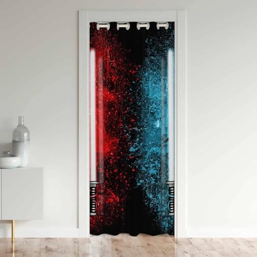 jejeloiu 3D Print Lightsaber Door Curtain Red Blue Privacy Panel