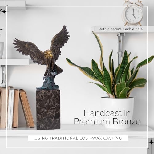 Majestic Eagle Statue - 15 Bronze Sculpture with Marble Base