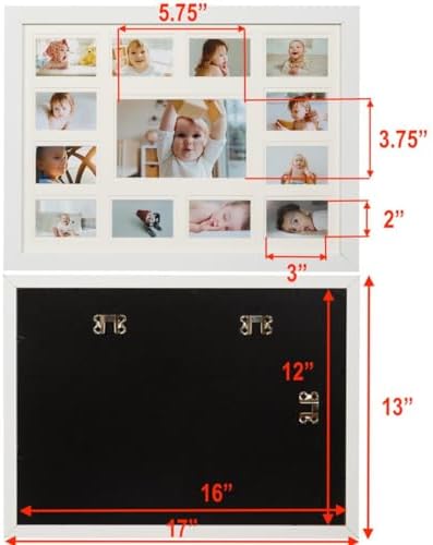 White Wood Collage Picture Frame with 13 Openings