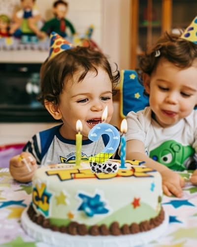 Fauaoy 2nd Birthday Candles Set with Cow Clouds