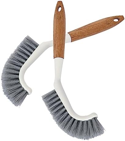 2pcs Floor Brush for Bathroom Cleaning with Wooden Handle
