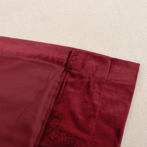 Melodieux Velvet Curtains with Pom Poms 52 x 96 Burgundy 2 Panels