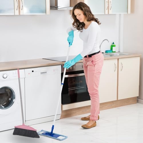 Luxshiny Broom with Metal Handle for Home Cleaning