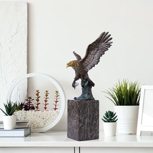 Majestic Eagle Statue - 15 Bronze Sculpture with Marble Base