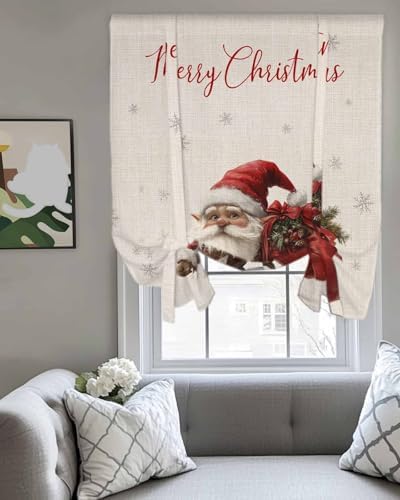 Cuang Life Tie Up Curtains 34x45in Gray Snowflake Retro Linen