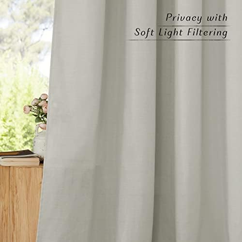NICETOWN Gray Linen Curtains 95 Long for Boys Room