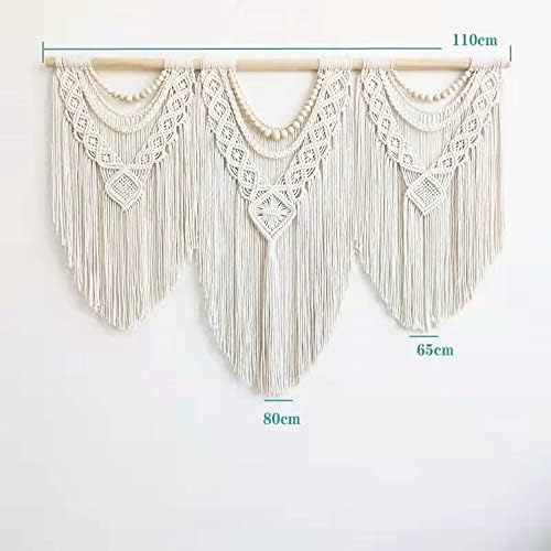 Guzhiou Macrame Wall Hanging - Boho Wood Bead Decor