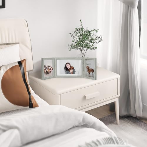 Afuly Triple Photo Frame with Shabby Chic Grey Wood Design