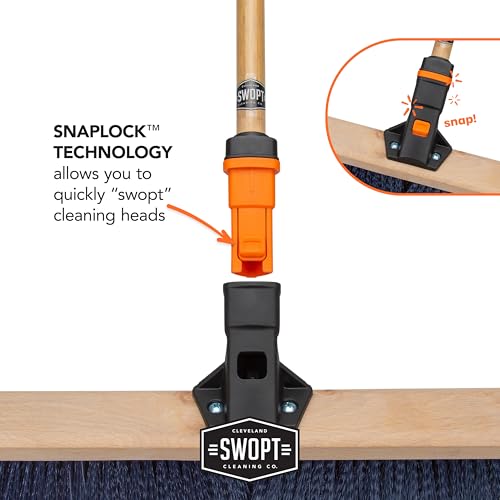 SWOPT 10 Deck Brush 24 Push Broom Combo with 60 Wooden Handle