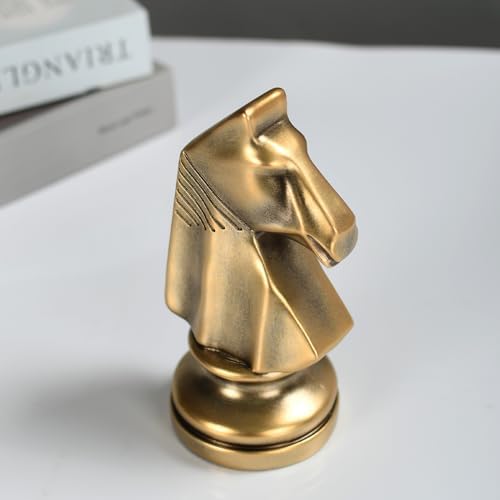 KalyZrts Chess Knight King Queen Gold Statue Decor