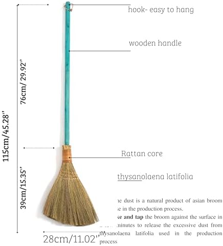 Vietnamese Straw Soft Broom with Green Handle