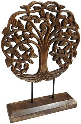 Wooden Carved Tree Table Decor Sculpture Walnut