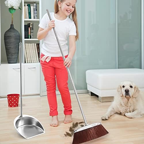 SUTINE Heavy Duty Broom and Dustpan Set with Long Handle