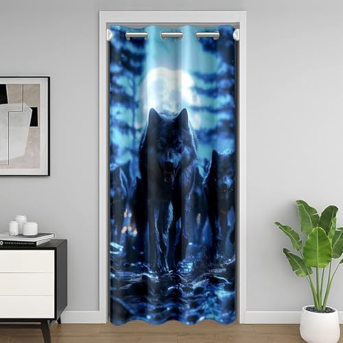 Feelyou Wolf Door Curtain Privacy 34x80 Inch 1 Panel
