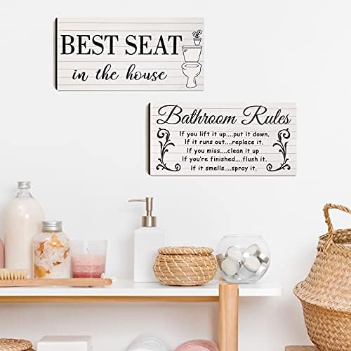 Jetec 2 Pieces Funny Bathroom Wall Art Signs
