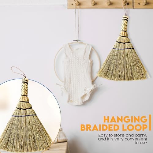 Handcrafted Small Whisk Broom - 12 Tall Sorghum Bamboo