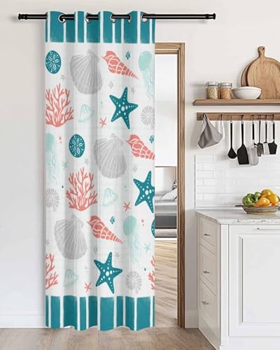 Onekaccu Turquoise Starfish Door Curtain for Privacy