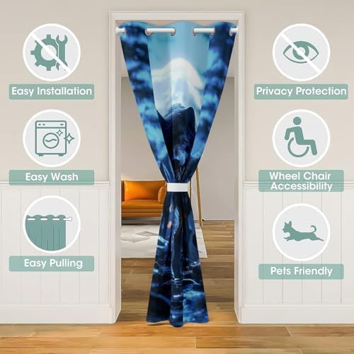 Feelyou Wolf Door Curtain Privacy 34x80 Inch 1 Panel