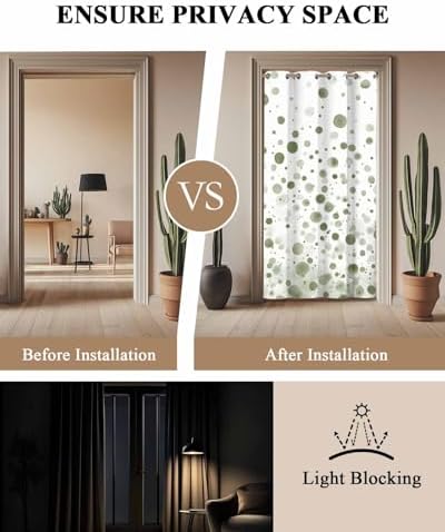 Onekaccu Sage Green Door Curtain with Grommet