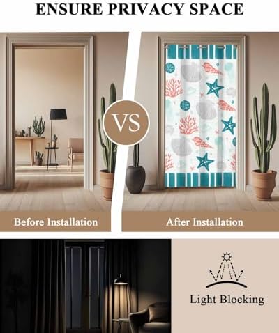 Onekaccu Turquoise Starfish Door Curtain for Privacy