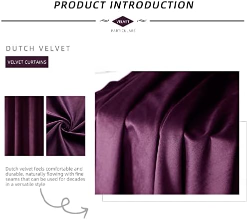 Guibaf Purple Velvet Curtains 52x96 inches Set of 2 Grommet Blackout Drapes